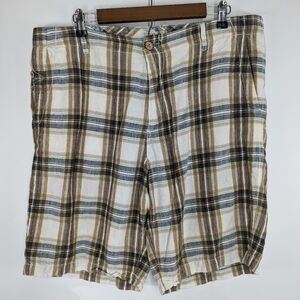 Men's TOMMY BAHAMA Relax Linen Plaid Flat Front Shorts